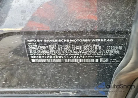 2022 BMW X2 Sdrive28I z USA, uszkodzony, nr VIN WBXYH9C03N5T70979